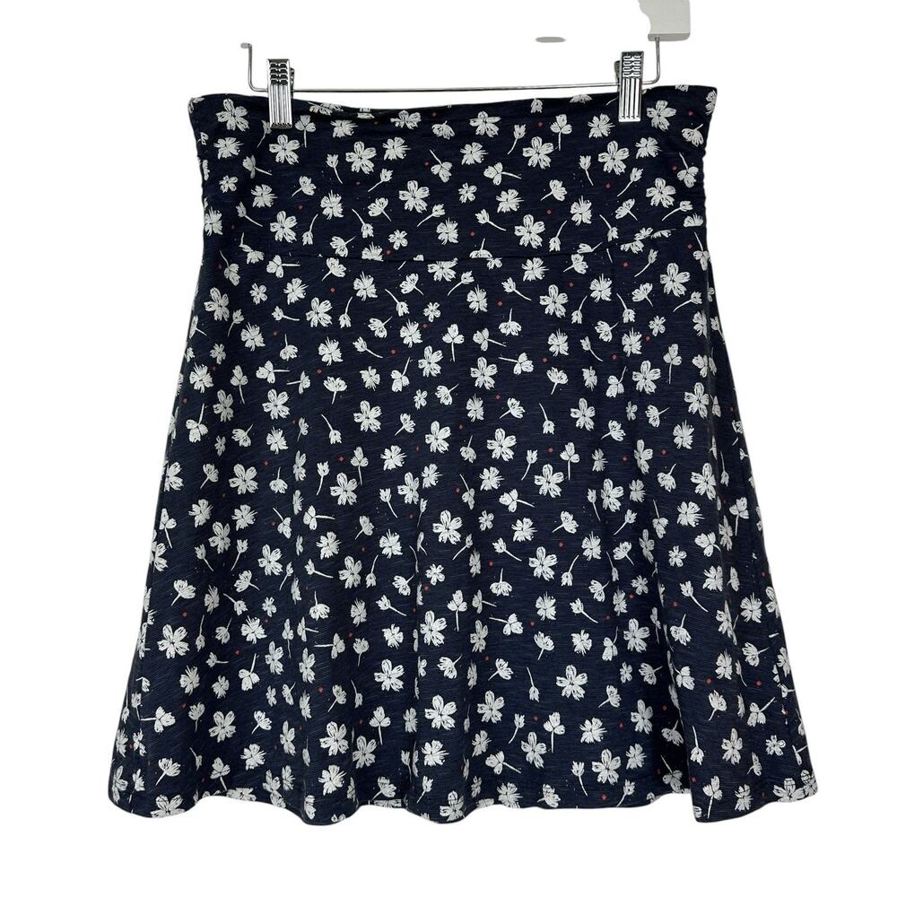 Toad & Co Chaka Skirt Women Small Blue Floral Organic Cotton Stretch Comfort